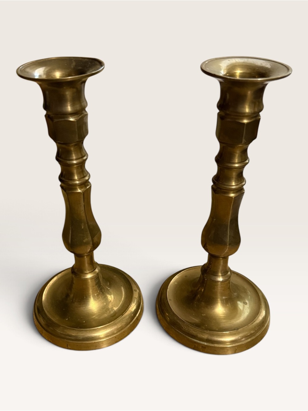 MCM Solid Brass Taper Candle Holders Set